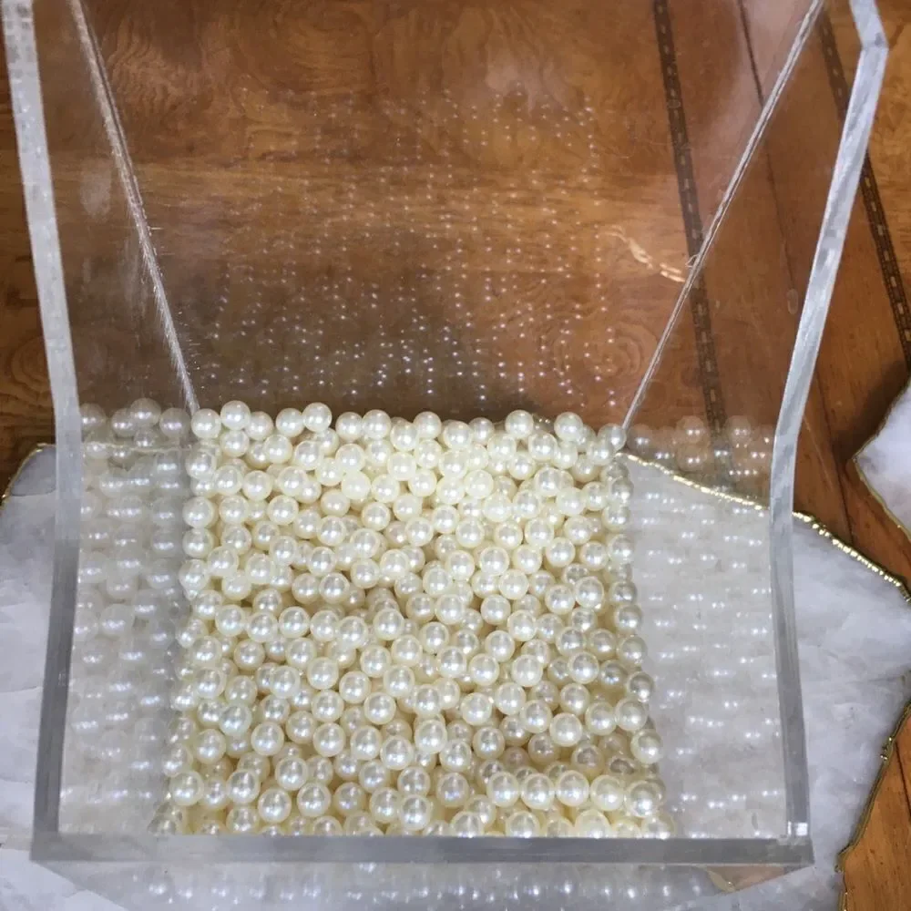 ACRYLIC PEARL Filled Flip Top Box for Decor!